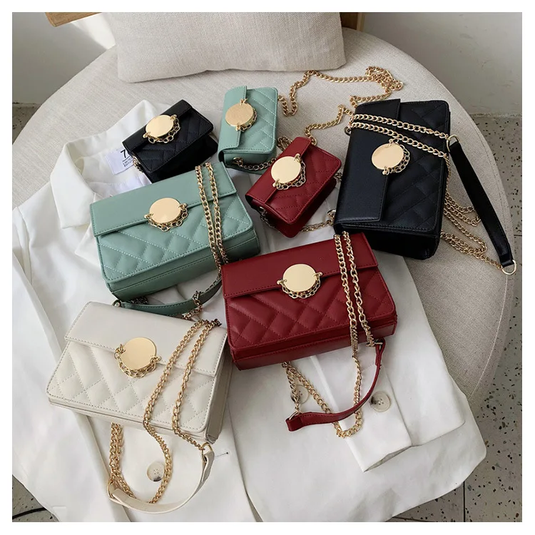 

Hot products 2020 Rhombus lattice mommy and me purses sets Luxury handbags women shoulder bag crossbody, 4 colors