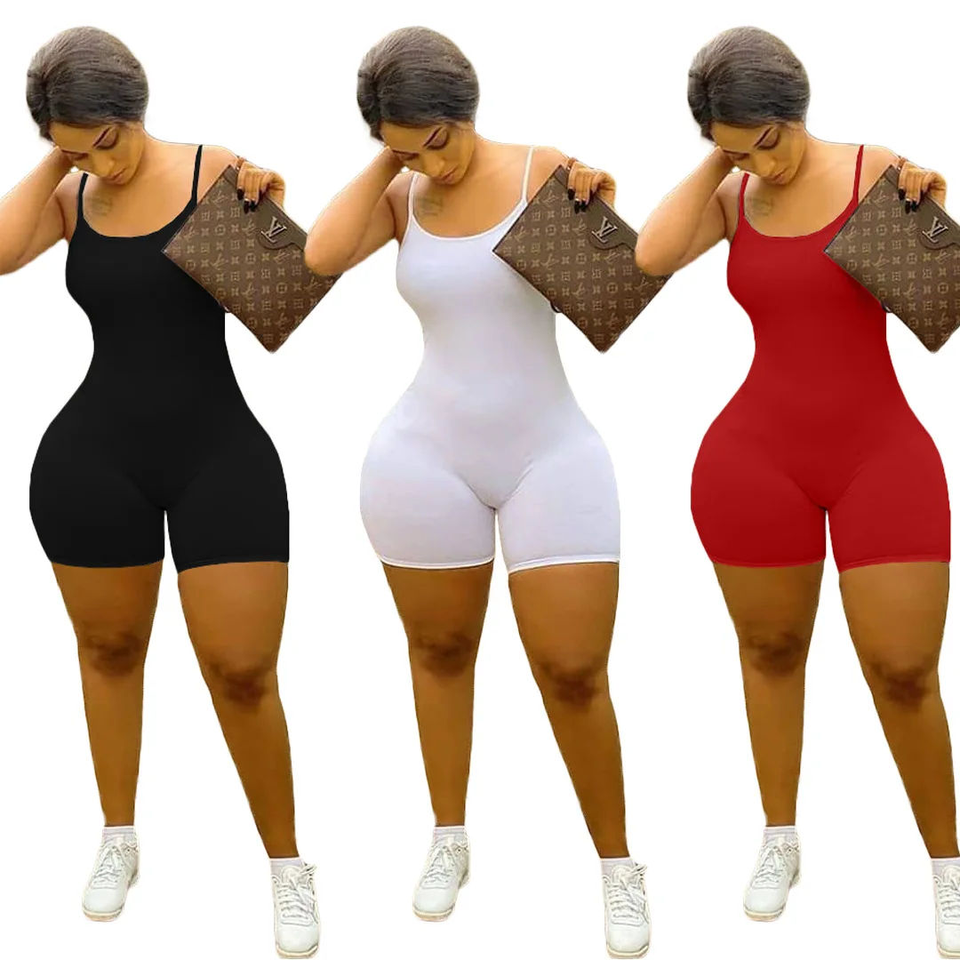 

2021 high quality short sleeve jumpsuit for women solid rompers short jumpsuit casual women shorts jumpsuit
