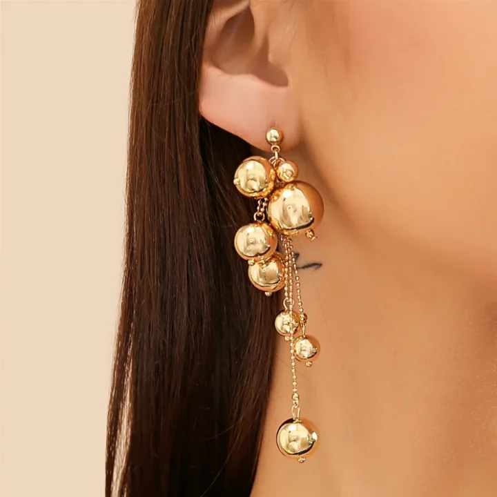 

Fashion Big Ball Tassel Drop Earrings for Women Classic Elegant Imitation Pearl fringe Earrings fine Jewelry Gift