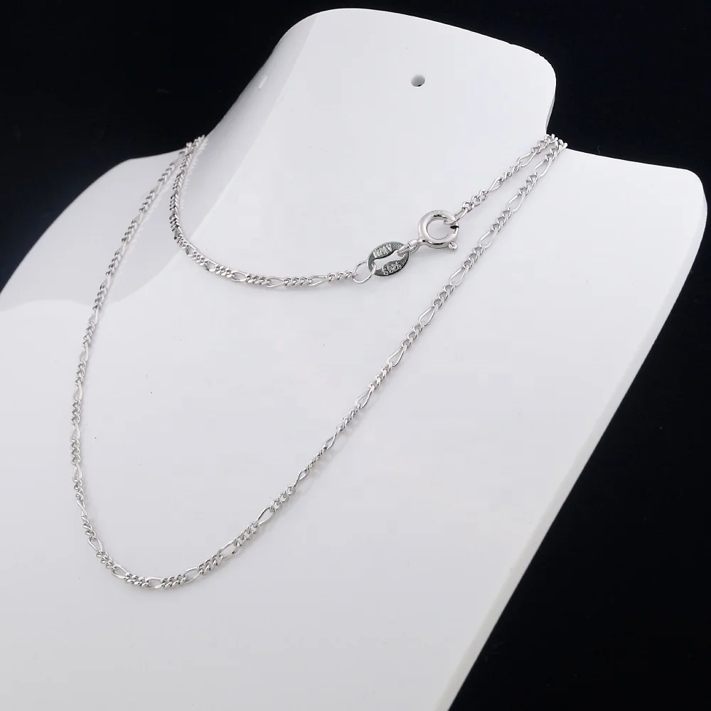 

China Factory Direct Wholesale 18inch 1.6mm Wide Thin Link Figaro Chain Silver for women