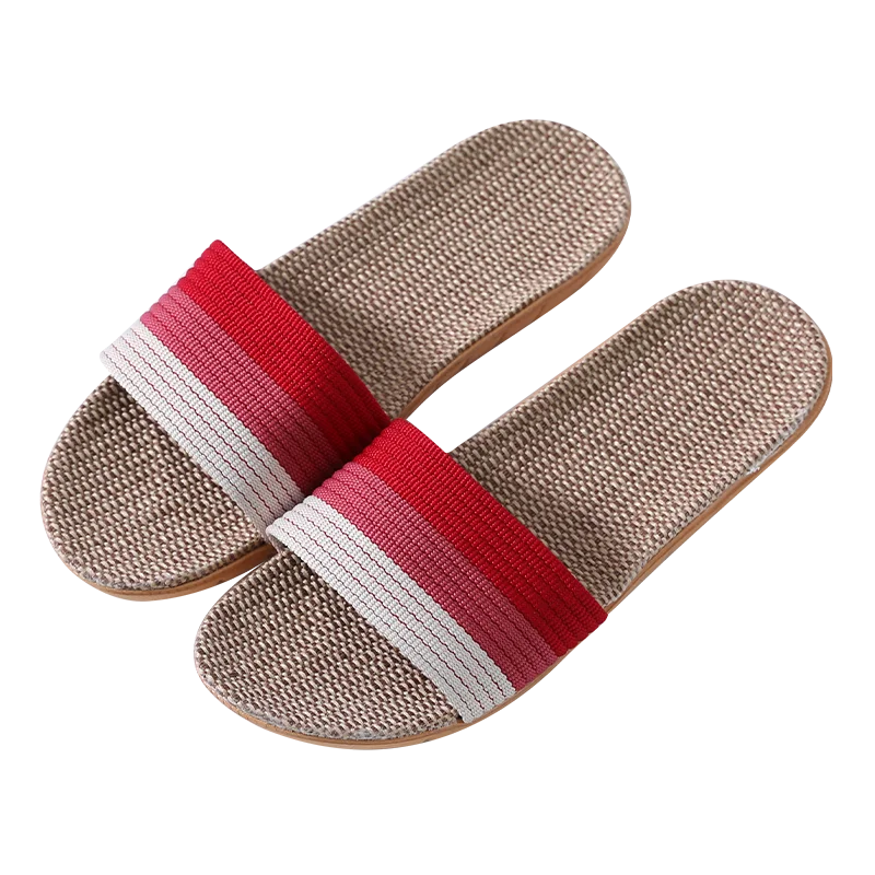 

Women Men Open Toe Home Bedroom Slides Cotton Linen Gradient Colour Slippers Silent Soft Soled Casual Sandals, Solid color