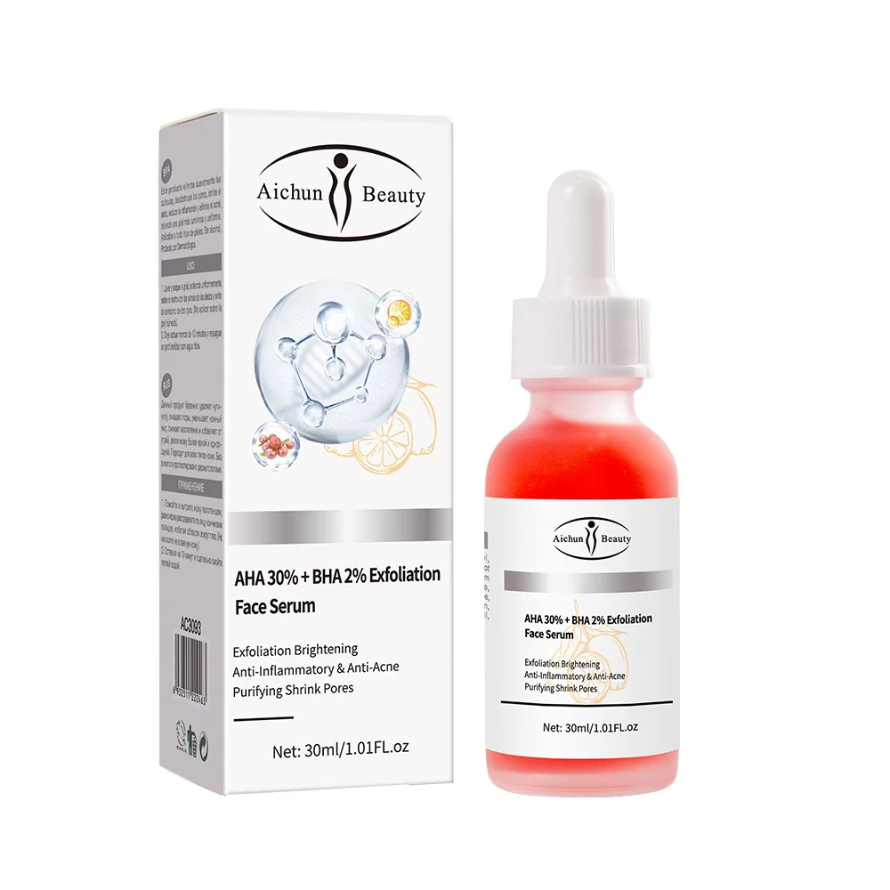 

OEM Private Label Natural Organic Body Skin Whitening AHA 30% BHA 2% Peeling Solution Serum