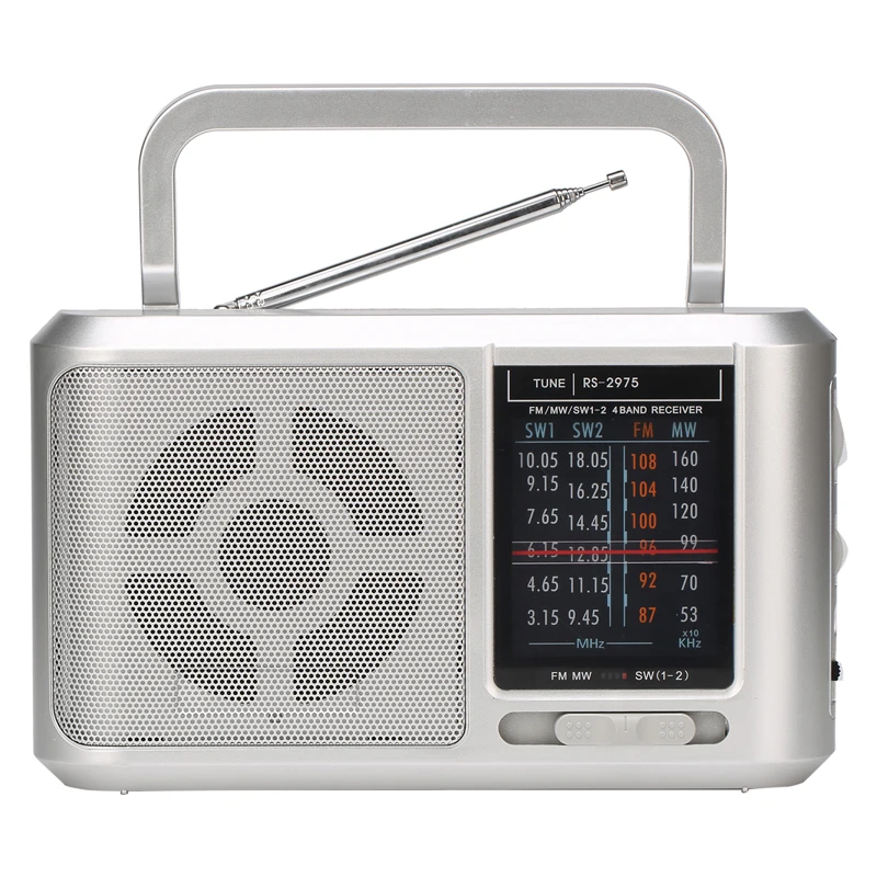 

Dual power supply universal short wave radio, fm mw sw1 sw2 radio from china, Silver/customized