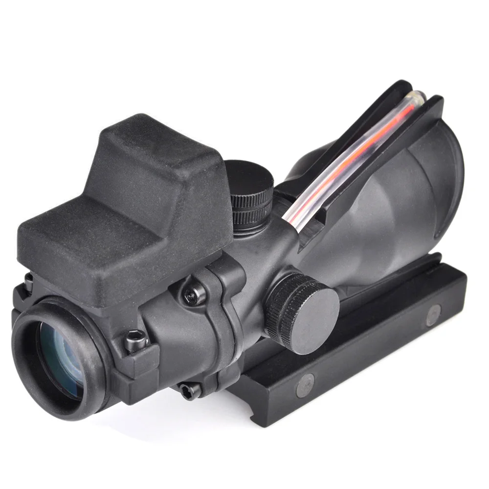 

tactical acog scope 4x32 Rifle Scope Red Green Fiber Optic Dot sight Hunting airsoft 4x32 RifleScope, Black