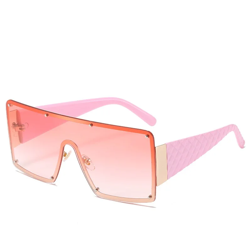 

Fashion sunglasses rimless sunglasses square big frame one-piece glasses Colorful lens tinted glasses 2021
