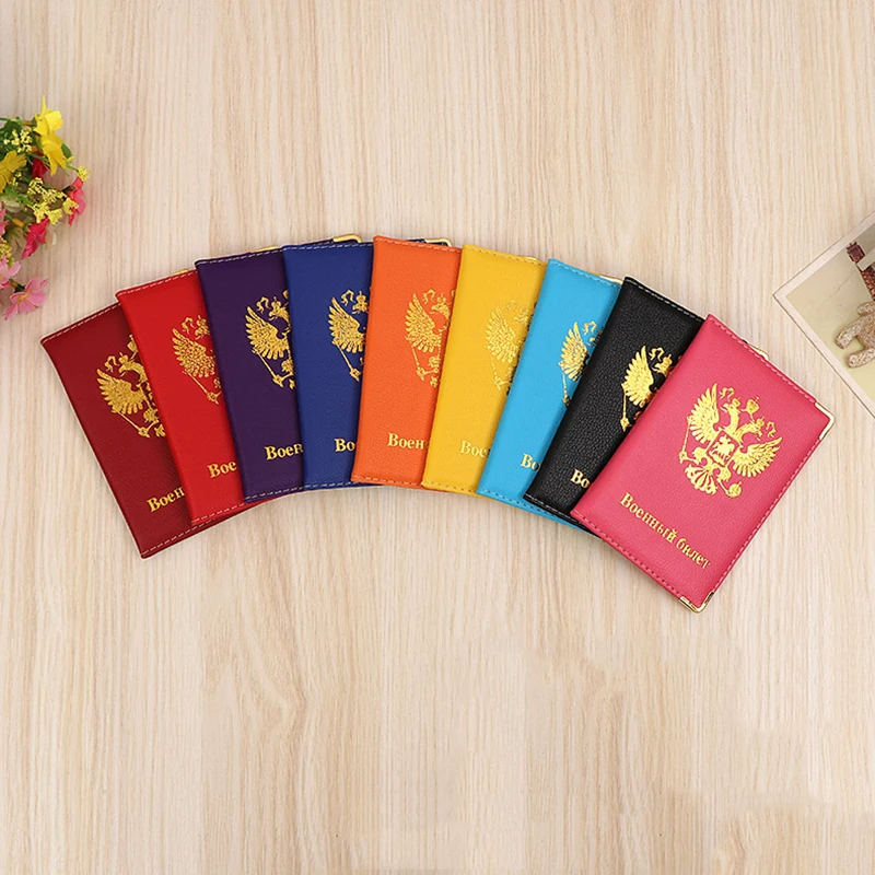 

Wholesale luxury custom leather cardholder colorful mini credit card wallet gold stamping USA America passport holder covers, 9 colors