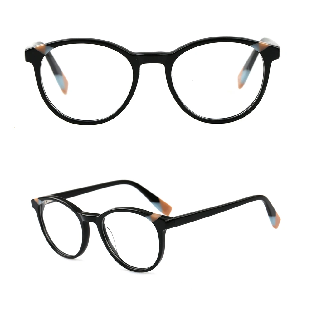 

FP1890 black oval optical acetate frame glasses