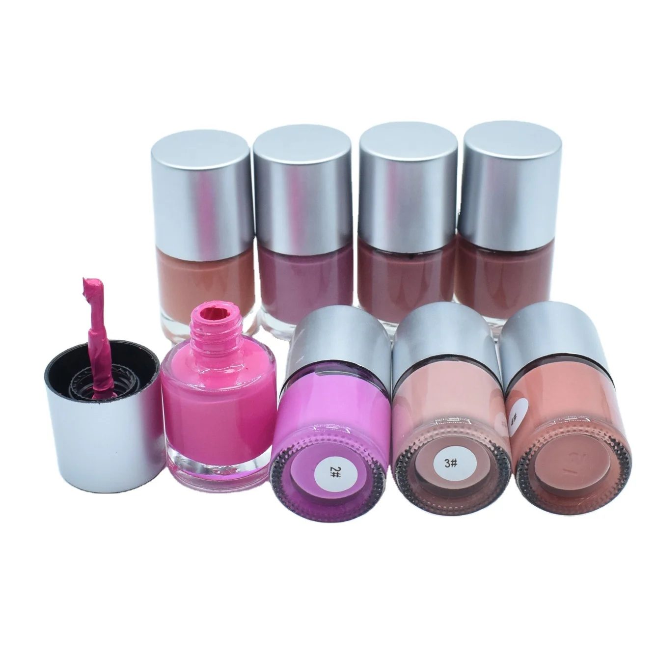 

8 color ROUND GLASS container brush cream 8 shades customized liquid stick liquid private label blush