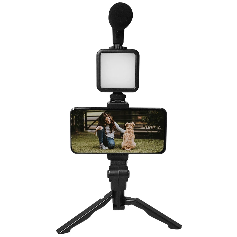 

Smartphone Video Microphone Kit with LED Light, Black