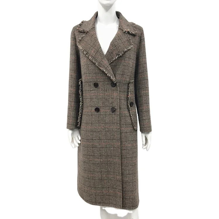 

Timesfur Customized Russian Style Autumn Hot Sale New Arrival Lady Long Wool Cashmere Trench Coat Lapels