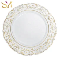 

New style charger plates plastic wedding plates with gold