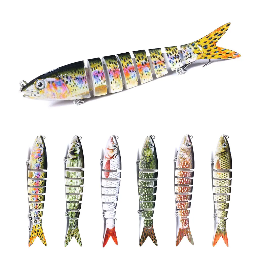 

Amazon Hengjia 3D Eyes Fishing Lure Treble Hooks 8 Jointed Sections Swimbait Hard Bait Isca Artificial Lures Fishing Tackle, 6 colours available/unpainted/customized