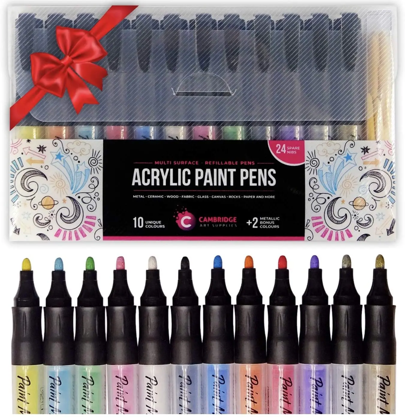 24 Colors Acrylic Paint Marker Pens, Extra Fine Acrylic Paint Pens For  Wood, Canvas, Rock , Glass,2