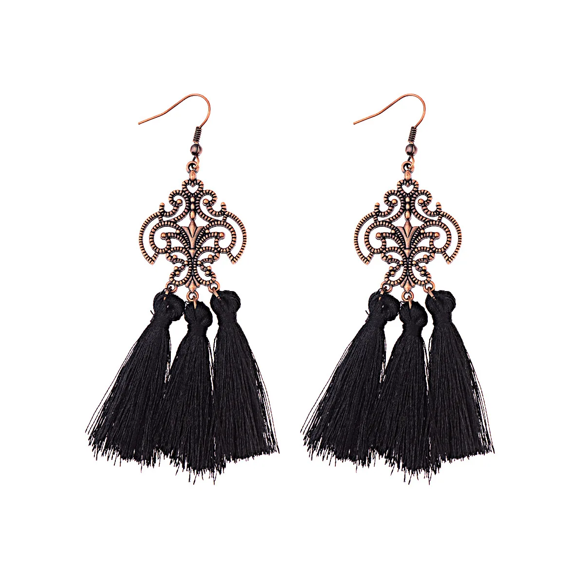 

Chinese Style Halloween Gothic Simple Statement Long Fringe Ethnic Jewelry Women Trendy Earrings