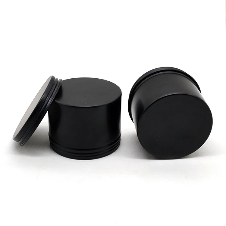 

Food Grade Empty Cosmetic Packaging Matte Black Aluminum Jars with lids