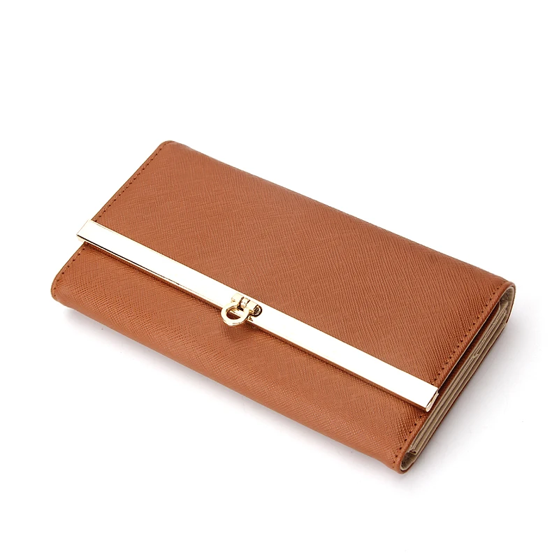 

Latest Design Women Long Trifold Wallet Vegan Leather Clutch Purse Ladies Wallet, Customized color