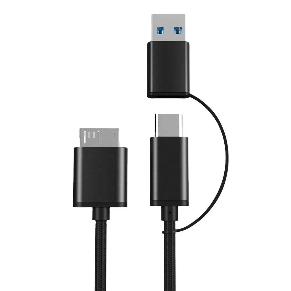 

Mobile HDD 2 in 1 USB Micro 3.0 Type C to USB A Cable Micro 10P to USB C Cable Multiple Function 5Gbps Fast Data for Samsung HDD, Black/white