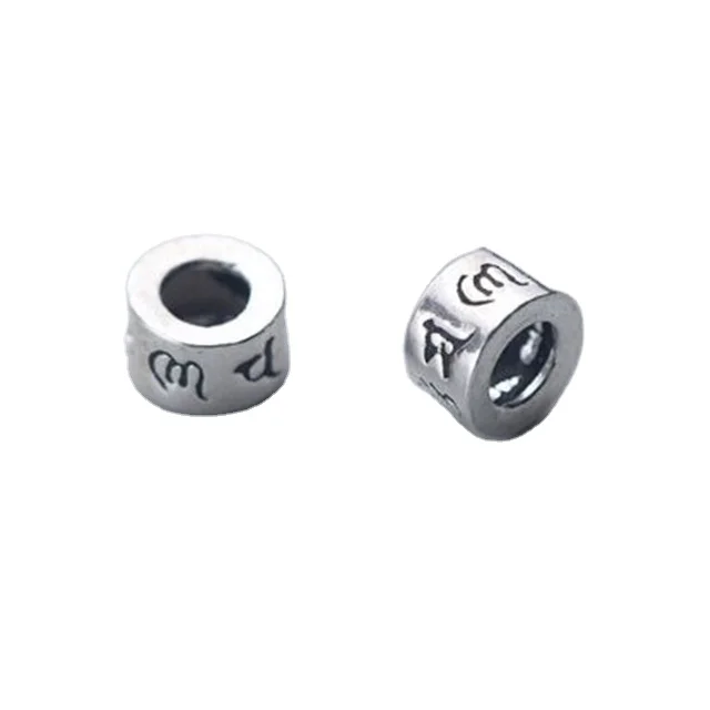 

Thai Silver Six Words Proverbs Bead DIY Jewelry Spacer Beads, Silver/ gold
