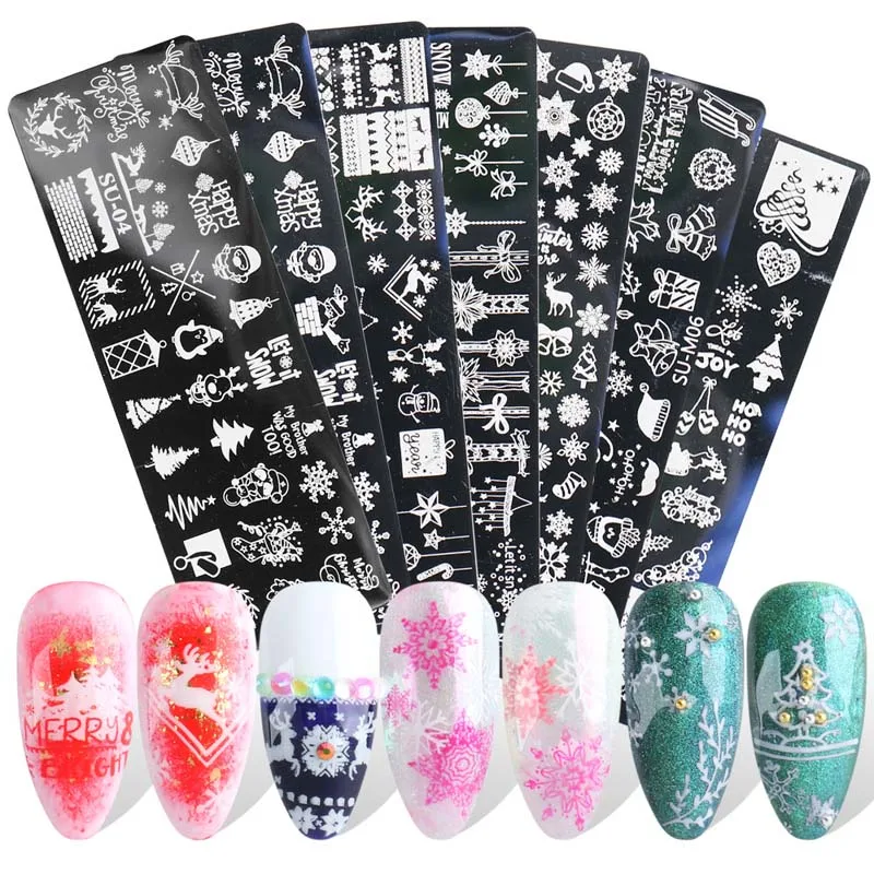 

Nail Art Steel Plate Christmas Series Snowflake Elk Nail Polish Transfer Printing Template Nail Art Stamping Plate, Picture show
