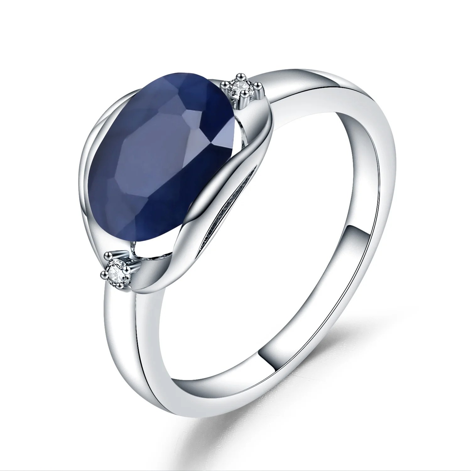 

Abiding Perfect Natural Blue Sapphire Rings Oval Women Anniversary Gift Jewelry 925 Sterling Silver Rings