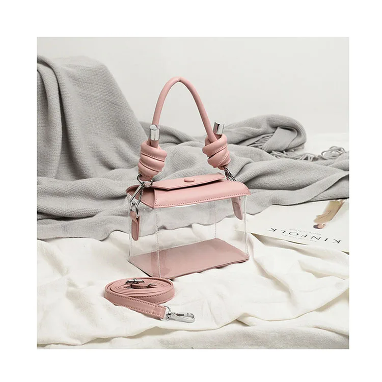 

Women Jely Clear PVC 2020 New Designer Handle Square Trendy Shoulder Bag Lady Solid Transparent Elegant Messenger Feminina Bolsa