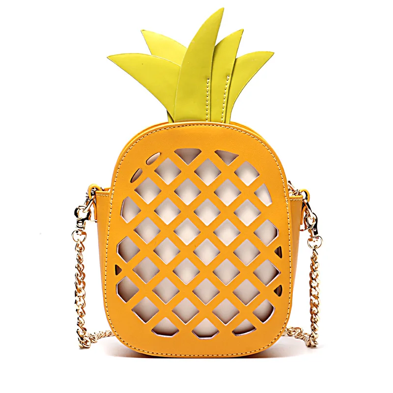 

TS8056 Ins Fashion Genuine Leather Handbags For Women Lovely Pineapple Bag Chain Hollow Out Shoulder Bag Women Mini Purse