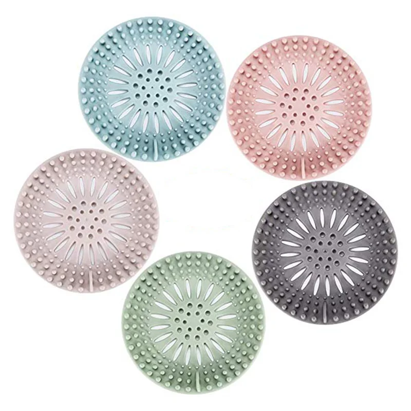 

Silicone Kitchen Sink Strainer Drain Drain Cover Hair Trap Hair Catcher Bathroom Shower Sink Stopper Filter for Kitchen Tool, Gray, blue, green, pink and brown