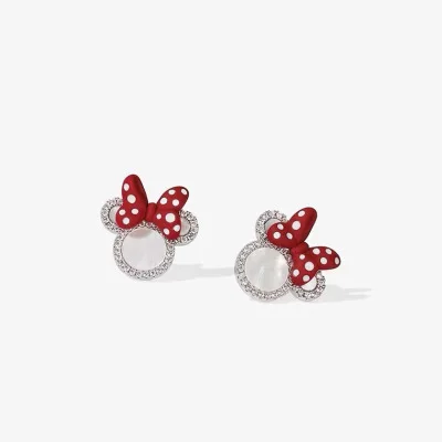 

Korean Fashion Designer Girls Sweet Gold Bow Diamond Earrings Cute Cartoon Mickey 925 Silver Stud Earring