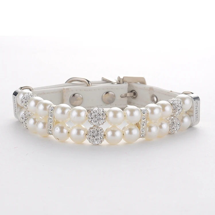 

Wholesale handmade smart fashion dog harness pet collar pearl, As pic