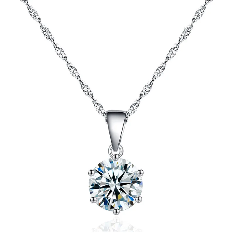 

Silver titanium stone crystal jewelry fashion zircon diamond pendant necklace