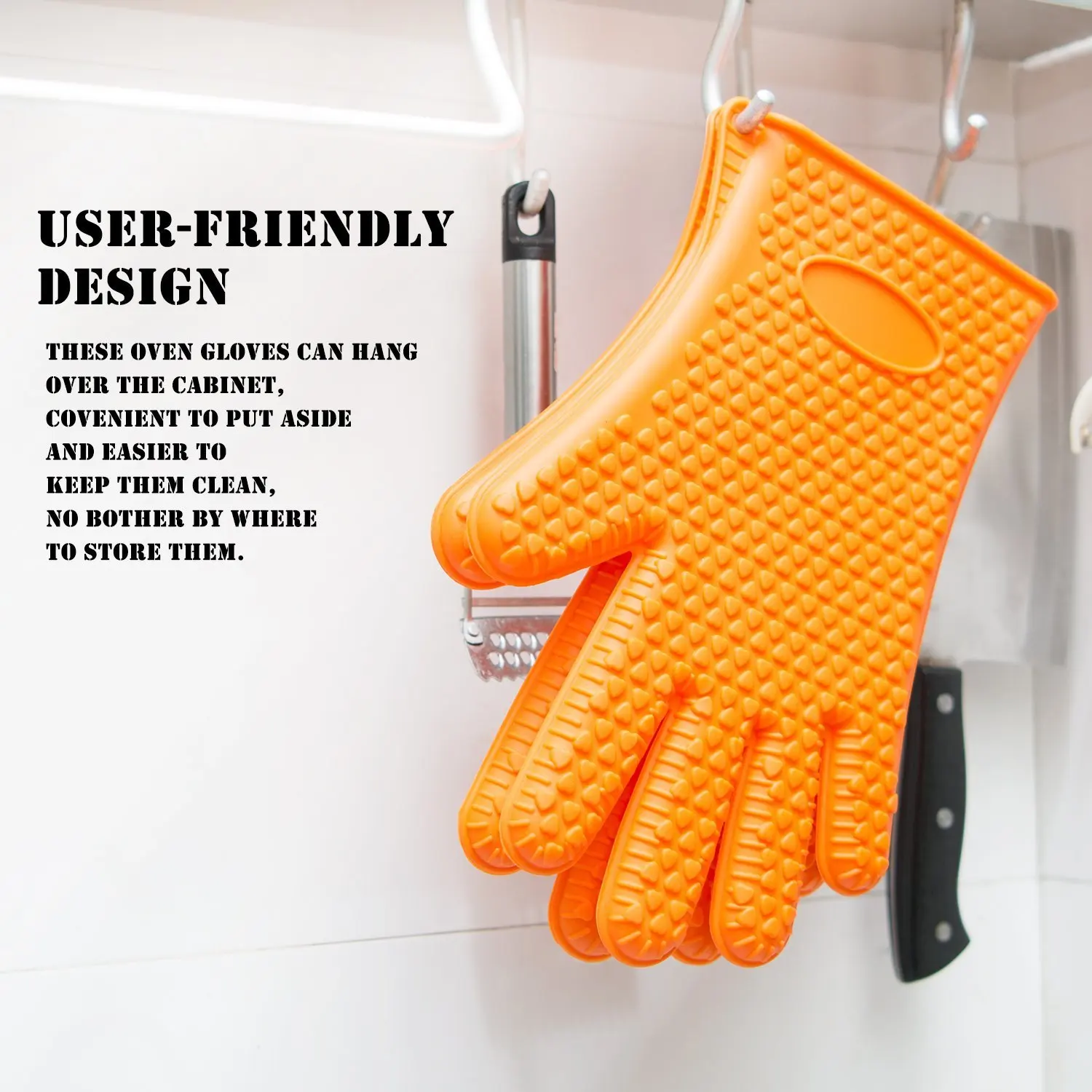 

200g super thick kitchen bbq baking oven mitt gloves with finger silicone heat resistant pot holder, As shown