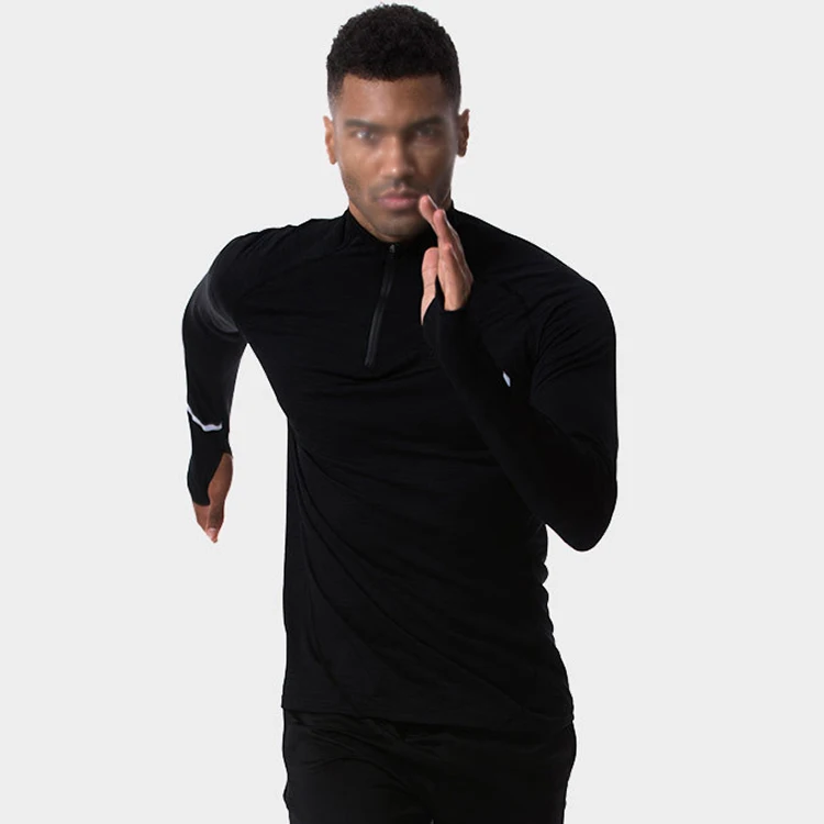 

OEM Men running wear 1/4 Zip Pullover T Shirt long sleeve t shirt custom, Customized colors