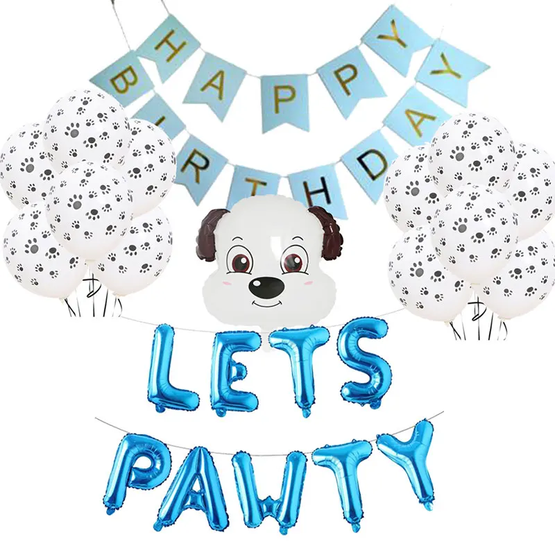 

Dog Party Supplies Dog Birthday Party Decorations Lets Pawty Paw Balloons Banner Pet Hat Happy Birthday Banner Foil Balloons