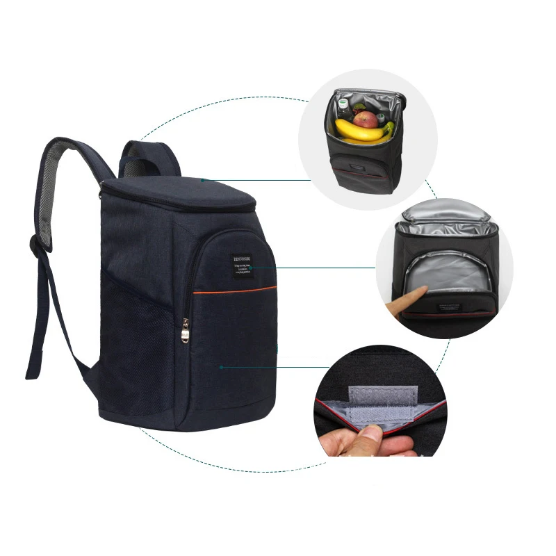 

V202 Fashion Waterproof CANS Nylon Large Capacity Cooler Backpack Insulated Food Delivery Bag Backpack Lunch Bag