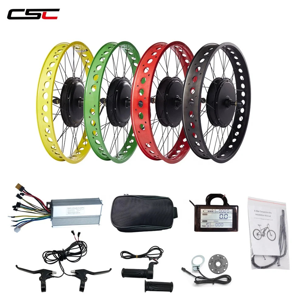 CSC Snow Fat Tyre 20'' 24'' 26'' 4.0 wide tire inch E-Bike conversion electric bicycle kit 48V 1000W with battery optional
