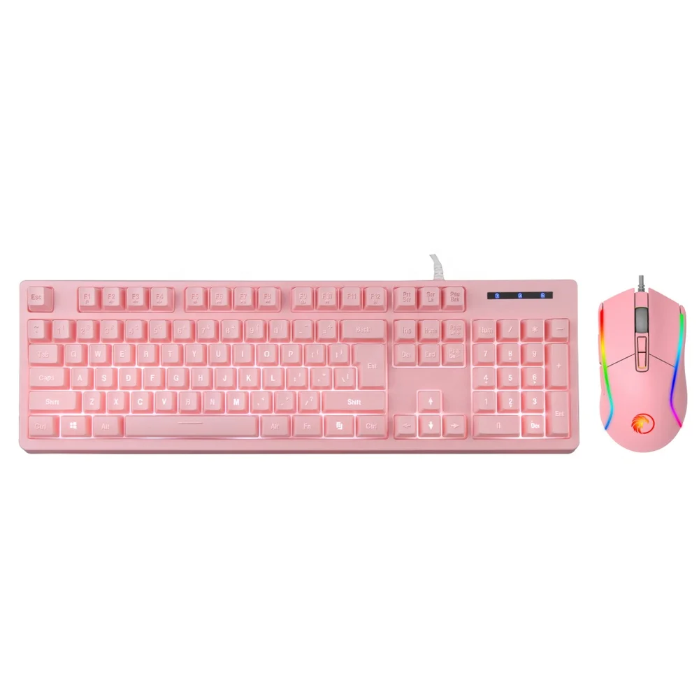 

Razeak RKM-705 Stock Pink Color USB Wired RGB Backlit Waterproof Ergonomic Teclado Keyboard Mouse Gaming Combo for LOL Dota PUBG