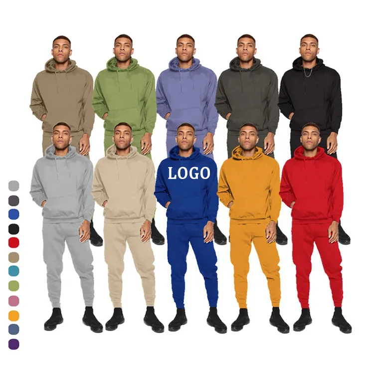 

Custom Logo Men Hoodie Set Sweatsuit Men Jogging Suits Wholesale Sports Wear Men Tracksuit Plain, Color1-color2