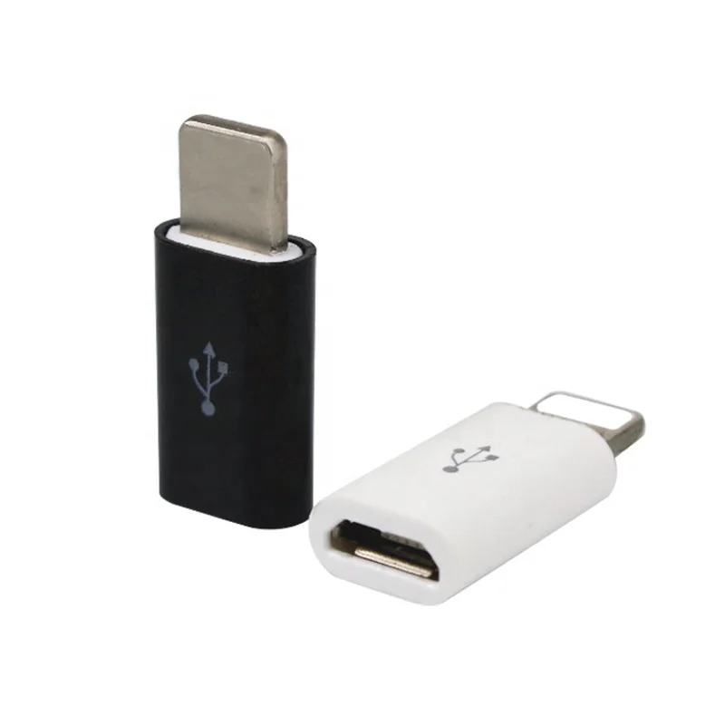 

Premium Mini Portable iOS 8PIN Male To Female Micro USB Converter Adapter For iPhone, Black & white