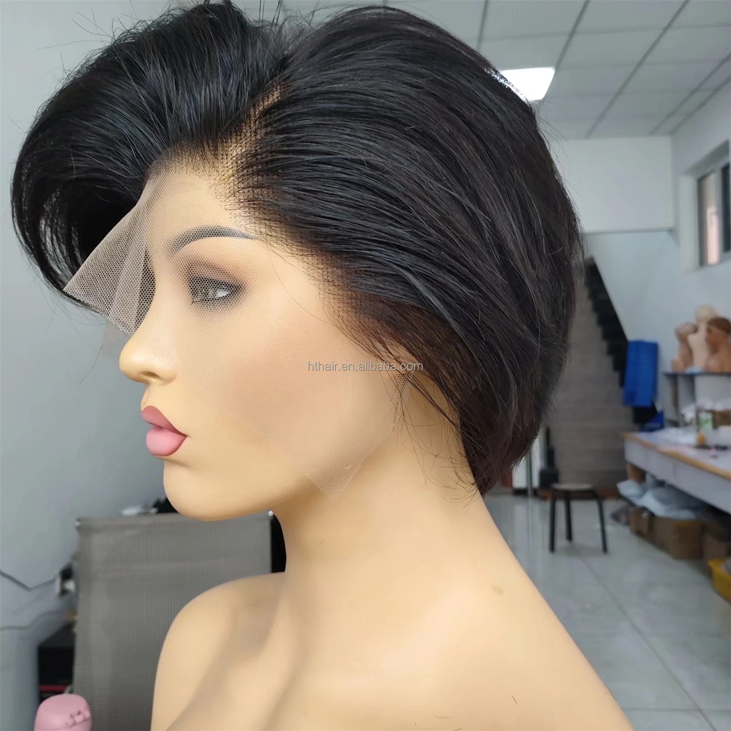 

13X4 Lace Frontal Pixie Cut Wig Best Quality Afro Unprocessed Natural Colored Pixie Cut Wholesale Virgin Wigs