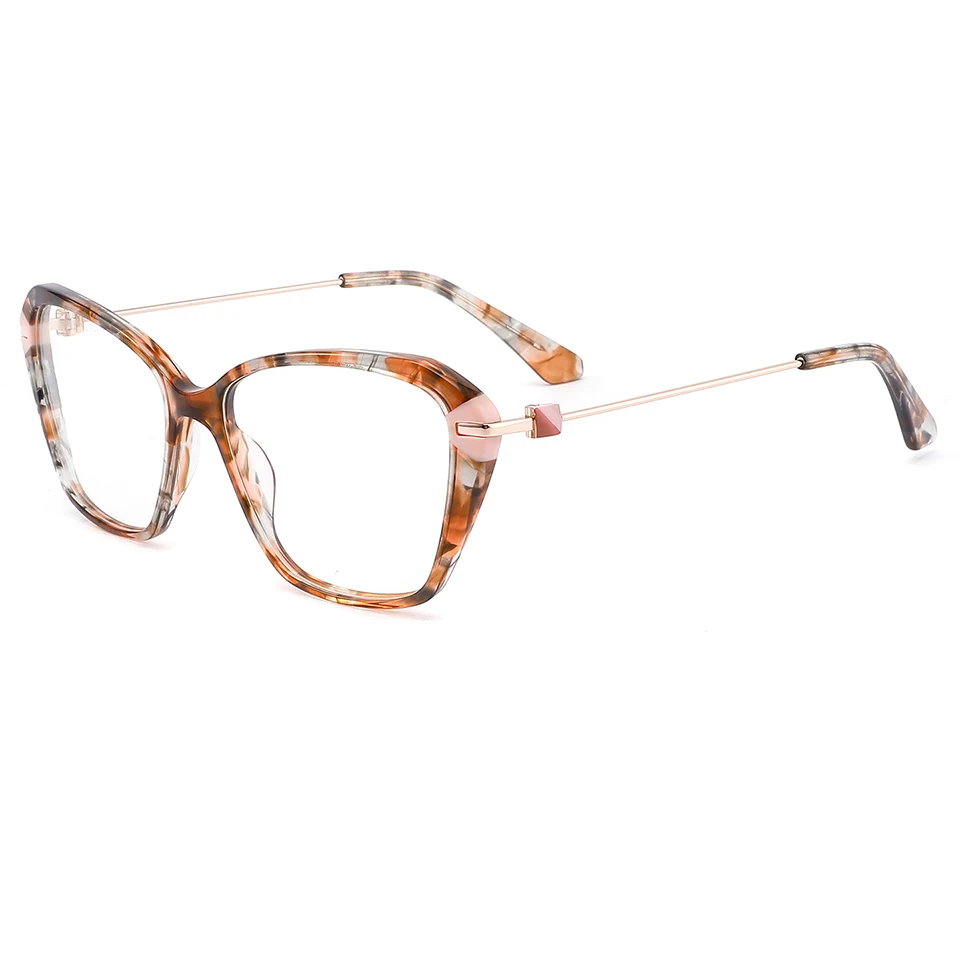 

2021 Acetate optical eyeglasses frame for women high quality custom logo acetate and metal combination glasses frame