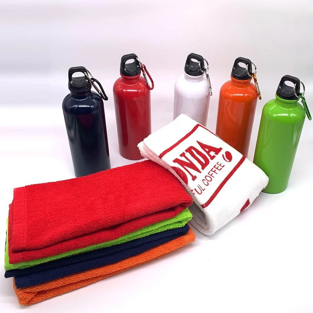 Promotion Gift Aluminum Sport Water Bottle And Towel Gift Set