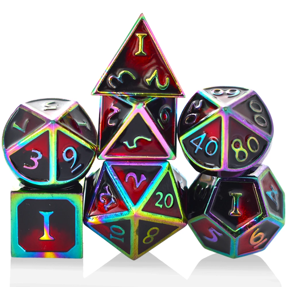 

Customized metal dnd dice colorful 7Pcs metal dice set, Customized color