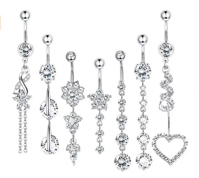 

Hypoallergenic gold belly button rings belly ring dangle, Silver,rose gold