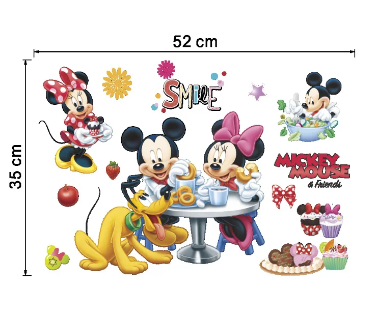 

Mickey & Friends Wall Stickers 3D Cartoon Mickey Minnie Mouse Smashed Wall Decals Kids Bedroom Room, White
