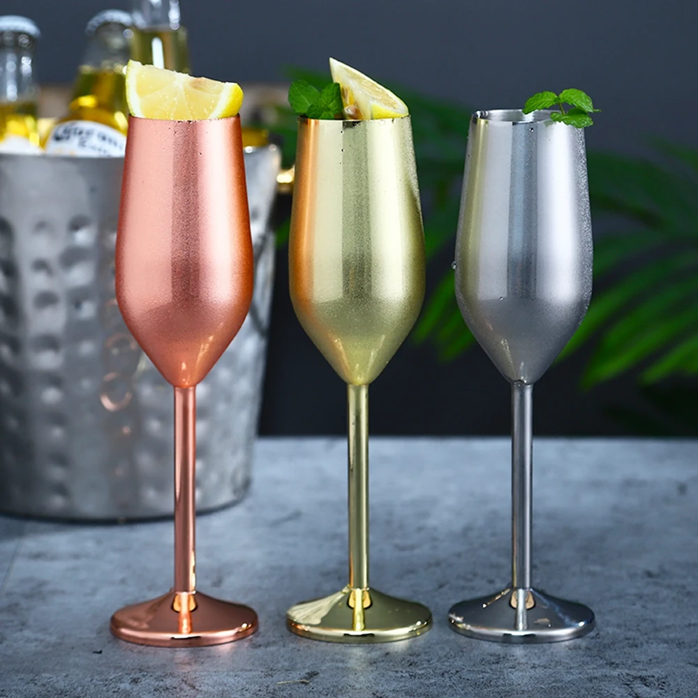

Stainless Steel Champagne Cup Wine Glass Cocktail Glass Creative Metal Wine Glass Bar Restaurant Goblet Rose Gold, Silver,rose gold,gold