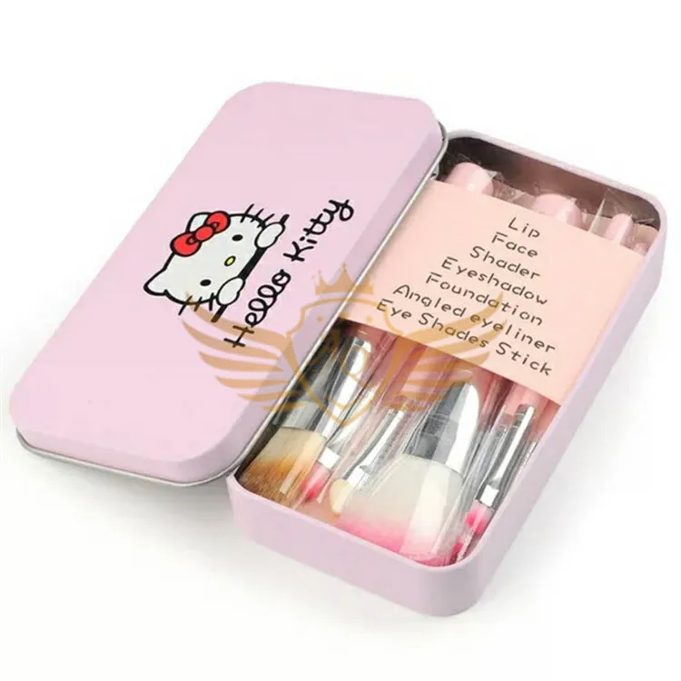 

Hello Kitty 7 pcs makeup brush set with box vegan make up brush, Pink/black