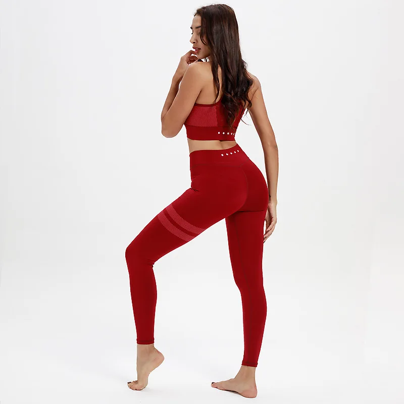 

Wholesale 2 pieces Seamless Sleeveless Breathable Gym Suit High Waist Workout Clothes Sets Sports Bra And Pant Women Yoga Suit