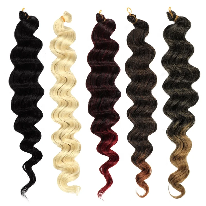 

Cheap Wholesale Synthetic Hair Bundles Deep Wave Bulk Hair Crochet Braiding 20in Synthetic Weave Hair For Black Women