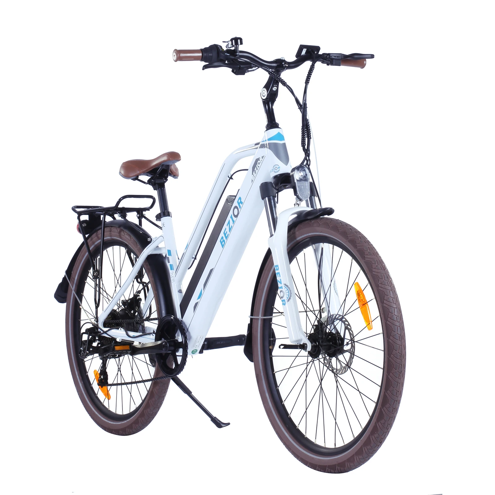 

Drop shipping Bezior 27.5 inch 26 inch electric moped bicycle 250w motor 48V 12.5Ah Man Woman sports urban electric road bike, Black/white