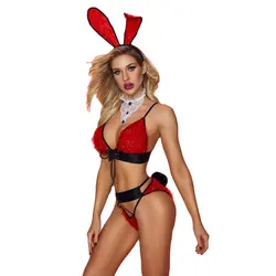 Sexy Bunny Costume Strappy Red Bunny,sexy Costume 